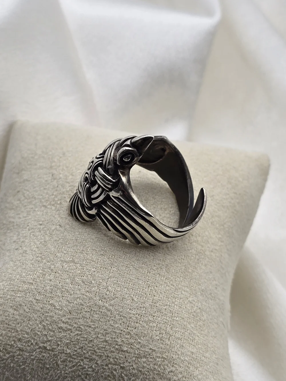 Luxury Oxidized Sterling Silver 925 Falcon Statement Ring